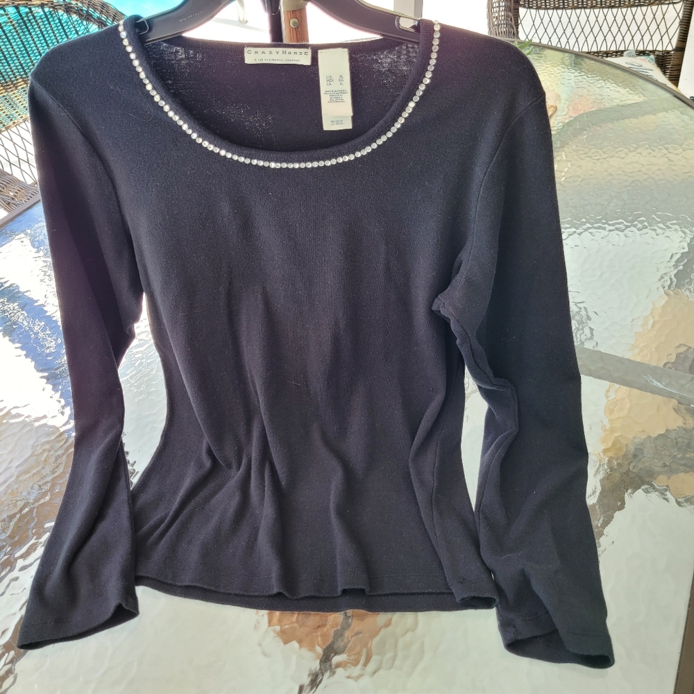 CrazyHorse Black Tee XL Long Sleeves